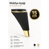 NZB Lüks Mobilya Kanepe Tv Ünitesi Koltuk Ayağı 15 Cm Siyah Gold Baza Ayakları