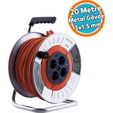 Nzb Makaralı Metal Seyyar Cca Kablo 4 Prizli Monofaze Uzatma Kablosu 3x1.5 mm Ttr Kablo 20 Metre - Turuncu