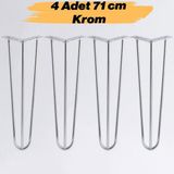 Nzb Masa ve Sehpa Ayağı Sağlam Mobilya Yükseltici Destek Ayak Modeli 71 cm Krom Gümüş Metal 4'lü Set