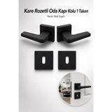Nzb Mat Siyah Iç Oda Kapı Kolu 1 Takım Kare Rozetli Şık Modern Ahşap Pvc Iç Oda Kapı Kolları - 1 Adet