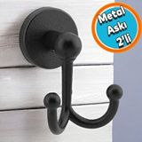 Nzb Metal Askı Siyah Renk Askılık Banyo Tuvalet Havlu Bornoz Askısı Çatal Ikili Askı