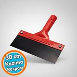 Nzb Metal Saplı Çelik 30 cm Kazıma Sıyırma Raspası Spatula Inşaat Duvar Harç Parke Zemin Temizlleme - 1 Adet - Kırmızı