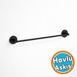 NZB Metal Uzun Havluluk 40 cm Siyah Duvara Monte Vidalı Lüks Banyo Havlu Askılığı Modern Mat Tasarım