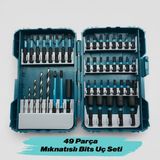 Nzb Mıknatıslı Darbeli Bits Uç Seti 49 'lu Set Pz Ph Sl Torx Hss Delme Ucu Somun Adaptör Ucu Tutucu - Turkuaz
