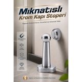 NZB MIKNATISLI Kapı Stoperi Ayaklı Metal Tutucu Çarpma Önleyici Durdurucu Vidalı Tamponu Krom 1 Adet