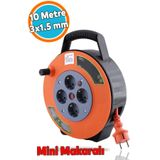NZB Mini Kutulu Plastik Makaralı Seyyar 3x1.5 mm CCA Monofaze Uzatma Kablosu 4 Priz TTR Kablo 10 Metre