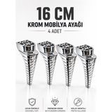 Nzb Mobilya Ayağı 16 cm Krom Sert Plastik Kanepe Koltuk Dolap Sehpa Ayağı (4 Adet)
