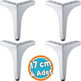 Nzb Mobilya Ayağı Dayanıklı Modern Tasarım Koltuk Sehpa Masa Tv Ünitesi 17 cm Krom Gümüş Metal 4 Adet