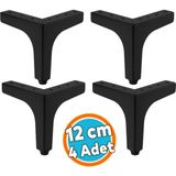 Nzb Mobilya Ayağı Dayanıklı Modern Tasarım Koltuk Sehpa Masa Tv Ünitesi Uyumlu 12 cm Siyah Metal 4 Adet