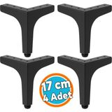 Nzb Mobilya Ayağı Dayanıklı Modern Tasarım Koltuk Sehpa Masa Tv Ünitesi Uyumlu 17 cm Siyah Metal 4 Adet