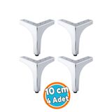 Nzb Mobilya Ayağı Dayanıklı Modern Üçgen Koltuk Sehpa Masa Tv Ünitesi 10 cm Krom Gümüş Metal 4 Adet