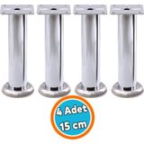 Nzb Mobilya Ayağı Koltuk Kanepe Dayanıklı Tv Ünite Ayağı Ayakları Tablalı Krom Metal 15 cm Gümüş 4 Adet