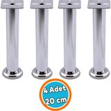 Nzb Mobilya Ayağı Koltuk Kanepe Dayanıklı Tv Ünite Ayağı Ayakları Tablalı Metal 20 cm Krom Gümüş 4 Adet