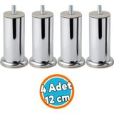 Nzb Mobilya Ayağı Koltuk Kanepe Dayanıklı Tv Ünite M8 Civatalı Ayakları Krom 12 cm 4 Adet Gümüş Metal