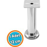 Nzb Mobilya Ayağı Modern Koltuk Kanepe Dayanıklı Tv Ünite Ayağı Ayakları Tablalı Krom Metal 12 cm Gümüş