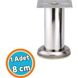 Nzb Mobilya Ayağı Modern Koltuk Kanepe Dayanıklı Tv Ünite Ayağı Ayakları Tablalı Krom Metal 8 cm Gümüş