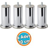 Nzb Mobilya Ayağı Modern Koltuk Kanepe Dayanıklı Tv Ünite M8 Civatalı Ayakları Krom Gümüş 10 cm Metal