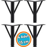 Nzb Mobilya Ayağı Modern Koltuk Kanepe Dayanıklı Tv Ünitesi 15 cm Siyah Metal Ayağı Ayakları 4 Adet