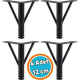 Nzb Mobilya Ayağı Modern Koltuk Kanepe Dayanıklı Tv Ünitesi Ayağı Ayakları 12 cm Siyah Metal 4 Adet