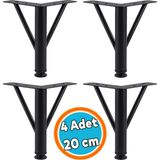 Nzb Mobilya Ayağı Modern Koltuk Kanepe Dayanıklı Tv Ünitesi Ayağı Ayakları Siyah Metal 20 cm 4 Adet