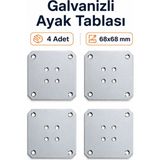 Nzb Mobilya Ayak Tablası 4 Adet 68X68 mm Galvanizli Metal Masa Sehpa Ayağı Montaj Bağlantı Aparatı - Gri