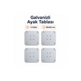NZB Mobilya Ayak Tablası 4 Adet 68x68 mm Galvanizli Metal Masa Sehpa Ayağı Montaj Bağlantı Aparatı