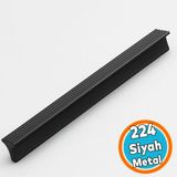 Nzb Mobilya Çekmece Dolap Kapak Kulpu Modern Mutfak Kulpları Kulp Siyah Çizgili 224 mm 24 cm Metal