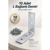Nzb Mobilya Duvar Dolap Raf Köşe Bağlantı Sabitleme L Demir Köşebent Demir Gönye 45x45x15 Mm (10 Adet)