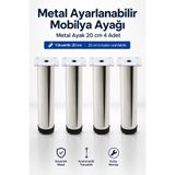 NZB Mobilya Kanepe Baza Koltuk Dolap Metal Yükseltici Destek Ayağı Ayarlanabilir Krom Ayak 20 cm 4 Adet