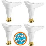 Nzb Mobilya Kanepe Baza Tv Ünitesi Ayağı Plastik Ayarlanabilir Robot Süpürgeye Uygun (4 Adet) 15 cm - Beyaz - Altın