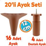 Nzb Mobilya Kanepe Koltuk Tv Ünitesi Yükseltici Destek Ayağı Ayakları 12 cm Kahve 20'li Set - Kahverengi
