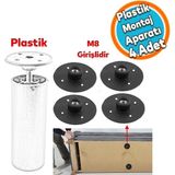 Nzb Mobilya Kanepe Masa Baza Sehpa Montaj Ayağı Yuvarlak Plastik Bağlantı Aparatı M8 Civatalı Tabanı 4 Adet