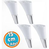 Nzb Mobilya Kanepe Sehpa Tv Ünitesi Baza Koltuk Ayağı Beyaz Renk 15 cm Ayakları (4 Adet) - Beyaz - Silver