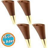 Nzb Mobilya Kanepe Sehpa Tv Ünitesi Baza Koltuk Ayağı Kahverengi Gold Renk 15 cm Ayakları 4 Adet - Ceviz - Altın