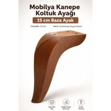 Nzb Mobilya Kanepe Sehpa Tv Ünitesi Koltuk Ayağı 15 cm Kahverengi Ahşap Desenli Baza Ayak