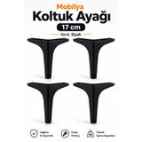 Nzb Mobilya Kanepe Sehpa Tv Ünitesi Koltuk Ayağı 17 Cm Siyah Baza Ayak 4 Adet