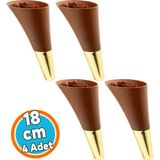 Nzb Mobilya Kanepe Tv Ünitesi Konsol Koltuk Ayağı Ahşap Desenli Ceviz Altın Renk 18 cm Ayak (4 Adet) - Ceviz - Altın