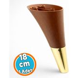 Nzb Mobilya Kanepe Tv Ünitesi Konsol Koltuk Ayağı Ahşap Desenli Ceviz Altın Renk 18 cm Ayak - Ceviz - Altın