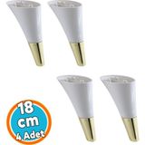 Nzb Mobilya Kanepe Tv Ünitesi Konsol Koltuk Ayağı Yükseltici Krem Gold Renk 18 cm Ayakları 4 Adet - Krem - Altın