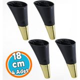Nzb Mobilya Kanepe Yükseltici Tv Ünitesi Konsol Koltuk Ayağı Siyah Gold Renk 18 cm Ayakları 4 Adet - Siyah - Altın