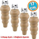 Nzb Mobilya Koltuk Kanepe Berjer Ayağı Yükseltici Ayakları M8 Civata 4 Adet Ahşap 17 cm Bağlantı Aparat