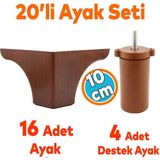 Nzb Mobilya Koltuk Kanepe Tv Ünitesi Yükseltme Destek Ayağı 10 cm Kahve Ayakları 20'li Set - Kahverengi - 20 cm