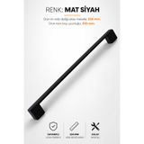 NZB Mobilya Mutfak Banyo Dolabı Çekmece Dolap Kapak Kulpu Kulbu Mat Siyah 224 mm Metal Kulp