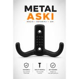 NZB Mobilya Noktalı Elbise Vestiyer Duvar Askısı Dolap Elbise Askılığı Mat Siyah Metal Askı