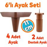 Nzb Mobilya Tv Ünitesi Çekyat Koltuk Kanepe Destek Ayağı 11 cm Kahverengi Baza Ayak Ayakları 6'lı Set