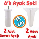 Nzb Mobilya Tv Ünitesi Çekyat Koltuk Kanepe Destek Ayağı 15 cm Beyaz Baza Ayak 6'lı Set