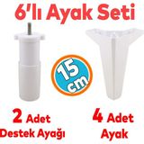 Nzb Mobilya Tv Ünitesi Çekyat Koltuk Kanepe Yükseltici Destek Ayağı 15 cm Beyaz Baza Ayak 6'lı Set