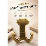 NZB Mobilya Vestiyer Duvar Askısı Dolap Elbise Askılığı Antik Sarı Metal