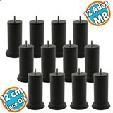 Nzb Mobilya Yükseltici Baza Metal Kanepe Koltuk Destek Ayağı M8 Civatalı Ince Diş Siyah Metal Ayak 12 cm (12 Adet)