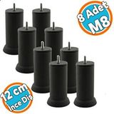 Nzb Mobilya Yükseltici Baza Metal Kanepe Koltuk Destek Ayağı M8 Civatalı Ince Diş Siyah Metal Ayak 12 cm (8 Adet)
